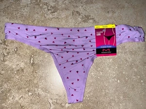 Nwt Maidenform DMBTTG Barely There Invisible Look Thong Med 6 Purple Hearts - Picture 1 of 2