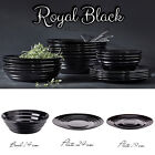 Black Dinnerware Bowl  Plates Crockery Round  Dinner Set Tableware 6  12 18 Pc