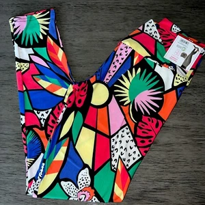 No Boundaries Crossover High Rise Ankle Length Leggings Tropical NWT M  3XL - Picture 1 of 3