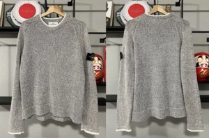 Vintage 90’s Stone Island Knit Marled Crewneck Sweater Grey S - Picture 1 of 12