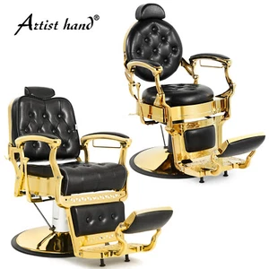 Artist hand Vintage Barber Chair Heavy Duty Hydraulic Recline Salon Beauty(Gold) - Picture 1 of 85