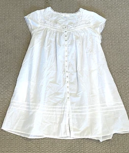 Eileen West Plus Size 2X Daisy Lace Short Nightgown 100% Cotton, Pockets NWOT - Picture 1 of 14