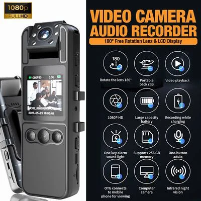 Mini 1.3" Screen HD 1080P Video Portable Digital Conference Recorder Body Camera - Image 1 of 4