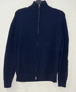 Maglione uomo J.Crew full zip taglia XL blu navy 81686 100% cotone zip su o giù - Foto 1 di 9