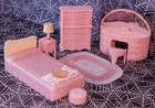 Plasco Dollhouse 6 Piece Pink Bedroom/Fits Renwal Ideal Vtg 1:16