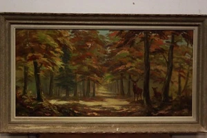 Dipinto / quadro olio su tavola paesaggio bosco landscape XX sec. signed firmato - Imagen 1 de 6