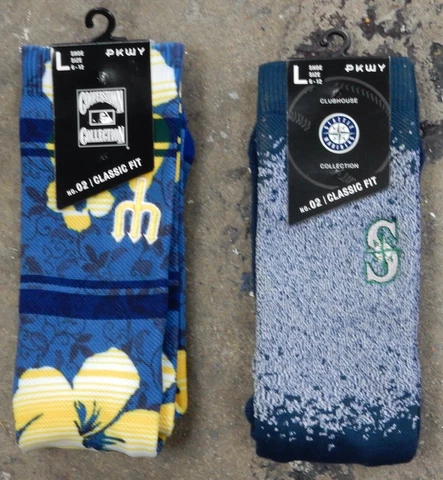 2 Pack Seattle Mariners MLB Crew Socks Men Large Fits 6-12 Luau Hawaii Coop Dual Cover