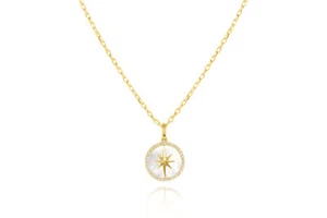 14K YELLOW GOLD STARBURST MICRO PAVE DIAMOND NECKLACE - Picture 1 of 3