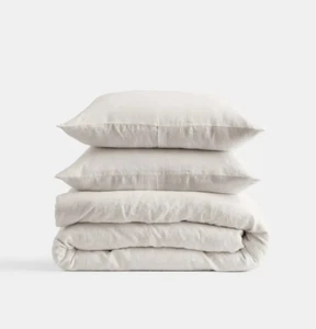 Nuovo senza etichette! Copripiumino e federe Quince European Lino Sabbia! Tg. King/Cal King! (775) - Foto 1 di 13