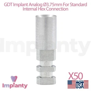 50x Dental Analógico 3.75mm Plataforma Estándar Acero Inoxidable Int Hex 2.42mm - Imagen 1 de 5
