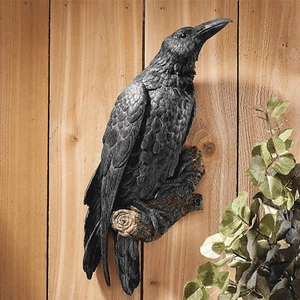 Gothic Resin Raven Statue Crow Sculpture Wall Art Vintage Bird Decor Home Garden - Picture 1 of 8