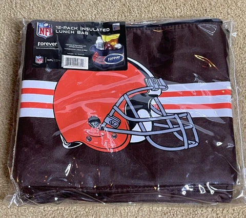 NEW Vintage 90s Cleveland Browns 12-Pack Beer Can Pop Insulated Cooler Lunch Bag Cover