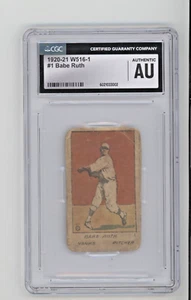 1920 - 1921 W516 -1-1 Baseball Strip Card #1 Babe Ruth New York Yankees CGC - Picture 1 of 5