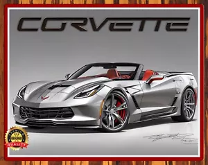 Corvette - Hypersonic Gray - Sketch Drawing - Promo Rare - Metal Sign 11 x 14 - Picture 1 of 4