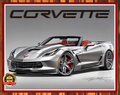 Corvette - Hypersonic Gray - Sketch Drawing - Promo Rare - Metal Sign 11 x 14 - Image 1 of 4