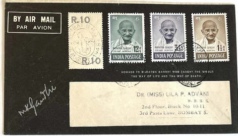 1948 GANDHI BOMBAY AIR MAIL FIRST DAY COVER Cover