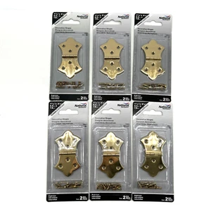 National Hardware N211-847 Bright Brass Finish Hinge 1.68 L x 3.06" W Lot Of 6 - Picture 1 of 3