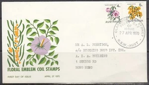 Australia Scott 439B-C FDC - 1970 Floral Emblem Coil Stamps - Picture 1 of 1
