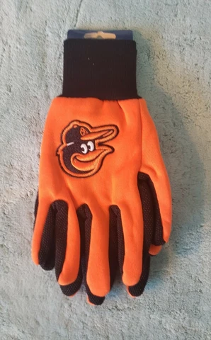 Baltimore Orioles Gloves Sports Logo Utility Work Gloves NEW Colored Palm Cover