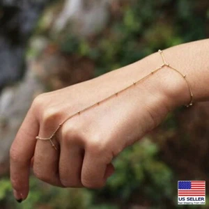 Fashion Women Jewelry Creative Retro Finger Bracelet Simple Flat Ball Wrist 0595 - Picture 1 of 7