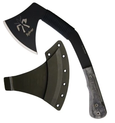 Hacha Kukrax Pak 5" negra 1075HC cabeza de acero negra mango envuelto en cable/micarta Foto 1 de 3