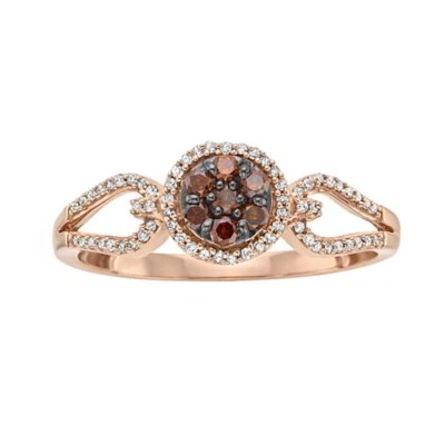1/4ct April Birthstone Cognac & White Diamond Ring in 10K Rose Gold - Image 1 of 4