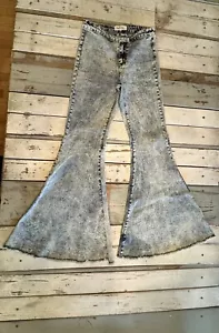 Peach Love Jeans Womens Size Small Blue/White Distressed Flared Bell Bottoms - Picture 1 of 14