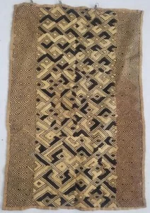 Vintage African Handwoven Kuba Showa Cloth Raffia Textile Panel 84x56cm - Picture 1 of 12