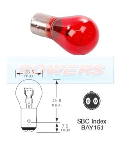 RING RB380R 12V VOLT 21/5W P21/5W BAY15D DOUBLE CONTACT RED LIGHT BULB BAYONET - Picture 1 of 1