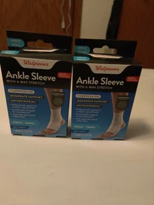 Walgreens Ankle Sleeve 4 WAY STRETCH Moderate Support SMALL CHARCOAL TECH (2) - Picture 1 of 2