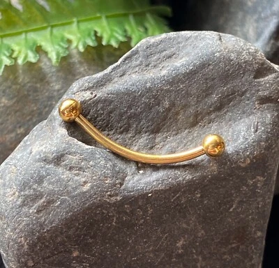 Bolas enchapadas en PVD anillo lengua o ceja barra curva piercing ojo serpiente 1 pieza Foto 1 de 4