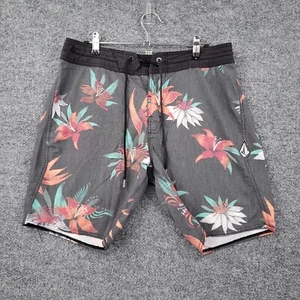Volcom Board Shorts Mens 30 Gray Stoneys Floral Surf Trunks Swimwear Hawaiian - Picture 1 of 10