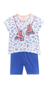 365 Kids from Garanimals Girls Embellished Short Sleeve Top & Bike Short Size 8 - Picture 1 of 1