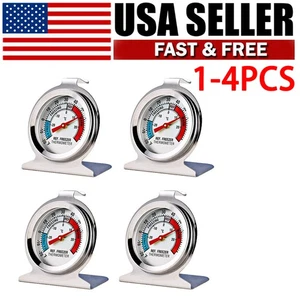 4 Refrigerator Freezer Thermometer Fridge DIAL Type Stainless Steel Hang Stand - Picture 1 of 5
