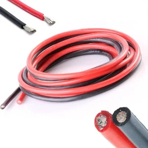 Anschluss-Kabel 1m Rot und 1m Schwarz Set 10AWG 5,26mm² Silikon Elektro Kupfer - Picture 1 of 1