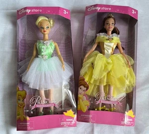Lot 2 Disney Princess Barbie Dolls Tinker Bell + Belle Beauty and Beast Keepsake - Picture 1 of 11