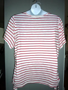 INC International Concepts Größe 3X weiß mit roten Streifen Kurzarm T-Shirt - Bild 1 von 3