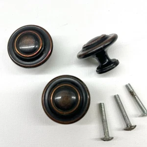 3 Stück - 1 1/4" Bronze mit Ölschliff Schrank Schublade Knöpfe mit Schrauben CKP - Bild 1 von 8