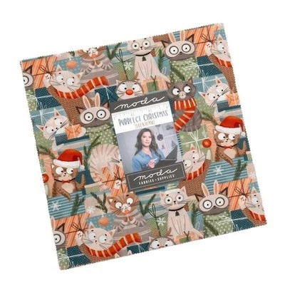 Purrfect Christmas Moda Layer Cake 100% Cotton 10" Precut Fabric  Quilt Squares - Image 1 of 2