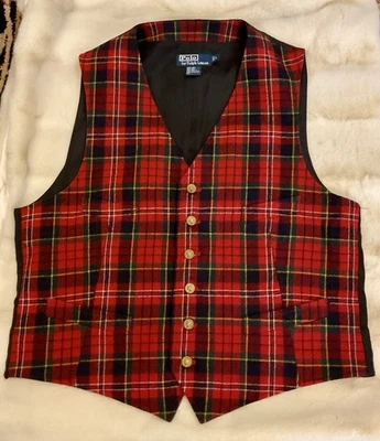 Chaleco Ralph Lauren Heritage de lana tartán con botones de zorro Foto 1 de 4