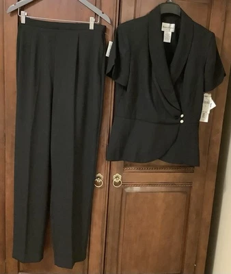 💕💕Nuevo $69.99 Hermoso Juego de 2 Piezas DANNY & NICOLE para Mujer Negro Sólido 12 Foto 1 de 4