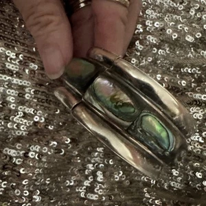 STUNNING STERLING SILVER MEXICAN ABALONE INLAY VINTAGE 1960s MAGNIFICENT - Picture 1 of 4