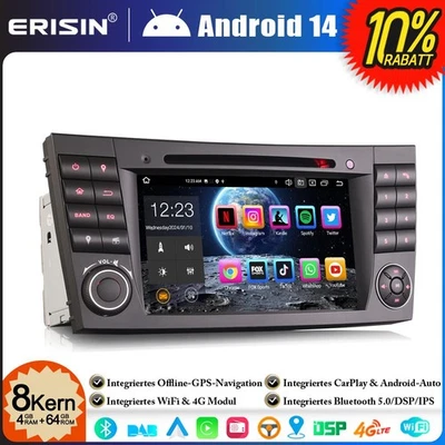 64GB 8-Kern Android 14 DVD Autoradio GPS NAVI Mercedes Benz E/CLS Klasse W211 4G - Bild 1 von 4