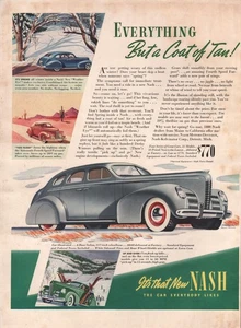 1939 Vintage Nash Silver Four-Door Sedan Automobile Car Print Ad - Picture 1 of 1