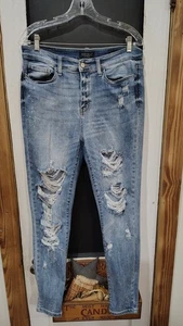 Juniors Judy Blue Los Angeles Skinny Fit size 13/31 distressed blue jeans - Picture 1 of 6