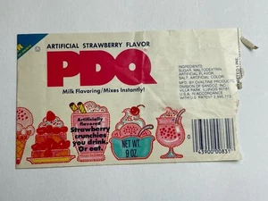 1970’s Strawberry PDQ DRINK MIX LABEL w Secret Writing Magic Pen Offer Premium - Picture 1 of 4