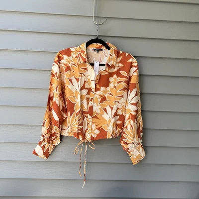 Топ Drew с рукавами-затяжками с зауженной талией осенний принт укороченный женский размер XS - Изображение 1 из 4