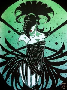 Goth voodoo priestess in corset comic FANTASY ART 8x10 - Picture 1 of 1