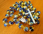 Rosary Necklace Large Blue Bohemian Glass Beads Crucifix Cross From Jerusalem N