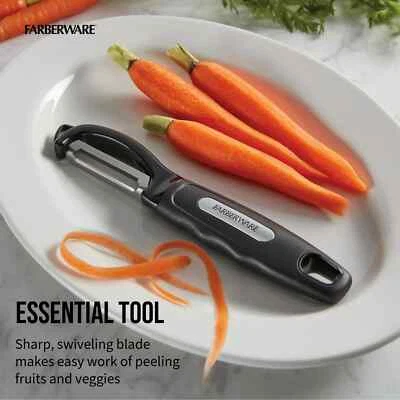 Farberware Euro Pelador Negro - Hoja de Acero Inoxidable, Herramienta de Cocina Profesional Foto 1 de 4